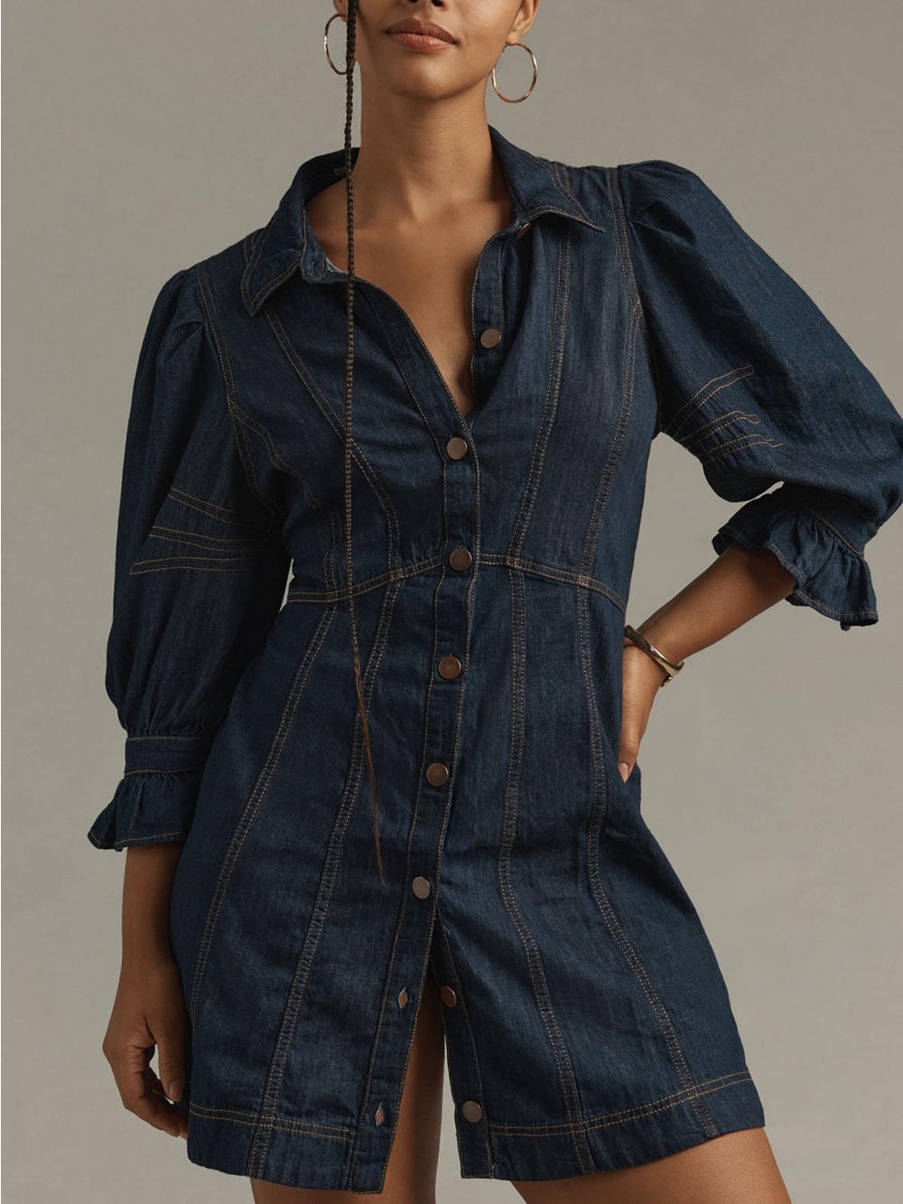 Anthropologie Denim Dress Woman’s Size 4 *Button Missing*